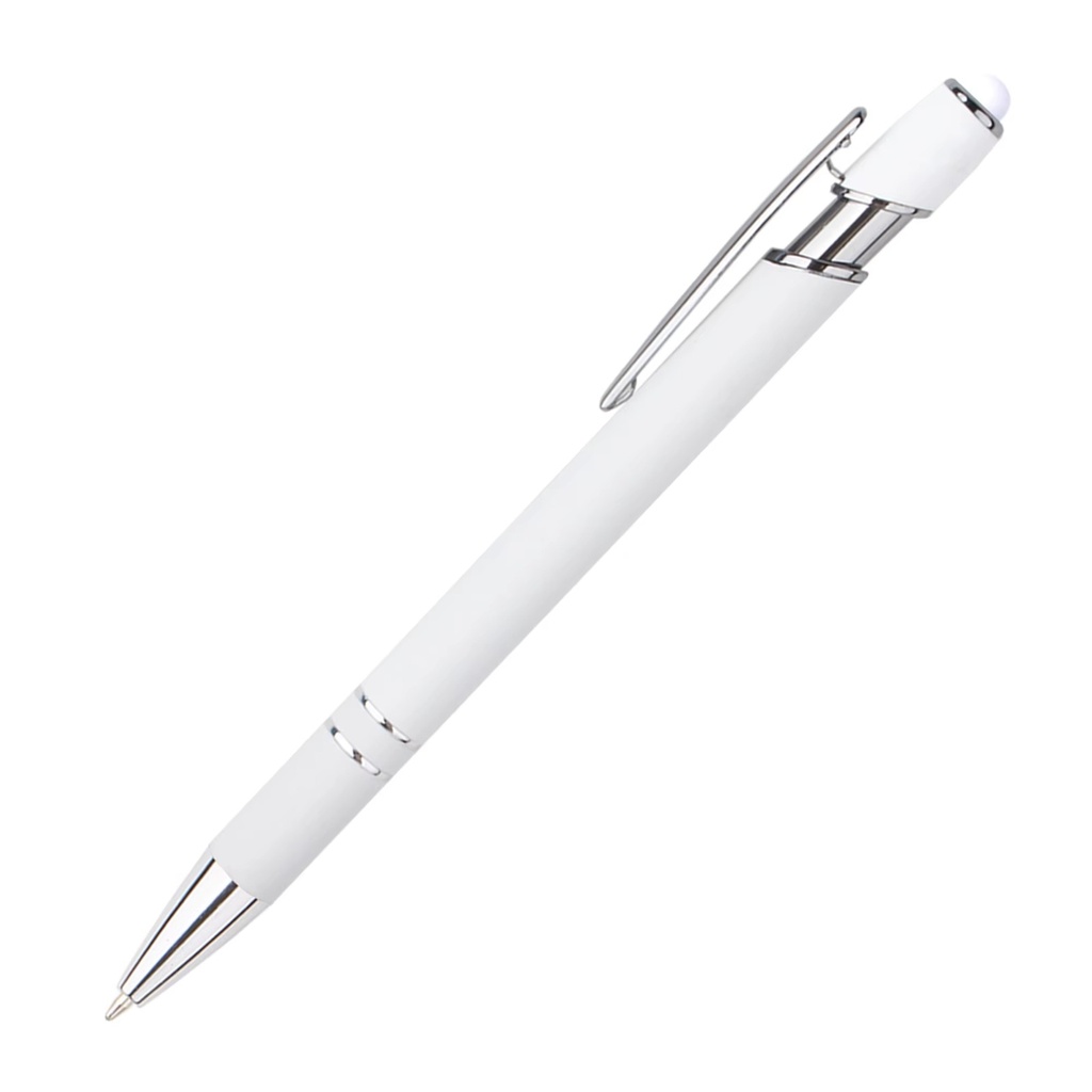 Stylo à bille en métal de promotion personnalisée de luxe avec votre logo noyau de stylo remplaçable, stylo à bille à double usage (Blanc)